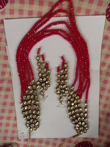 Red Crystal Kundan Stone Neckless Set