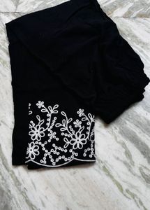 Elegant Black cord Set with White Embroidery