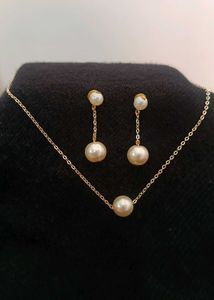 Pearl Chain Necklace and Earring Set
