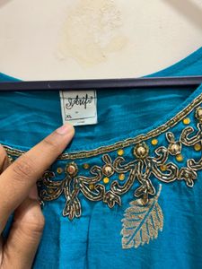 Ethnic Gown with Leaf Motif