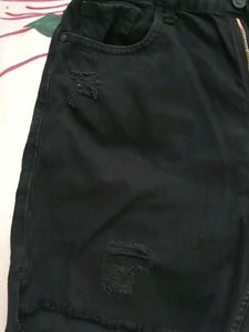Black Distressed Denim Shorts