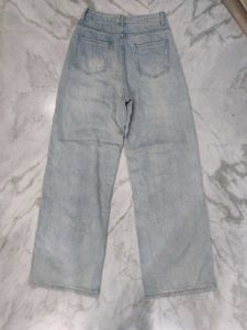 Light Wash Embroidered Wide-Leg Jeans