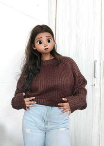 Cozy Brown Knit Sweater crop<<3