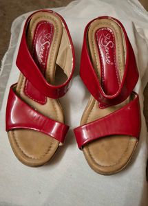 Chic Red Wedge Sandals