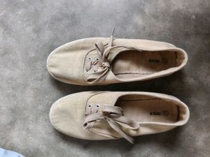 Beige Canvas Lace-Up Sneakers