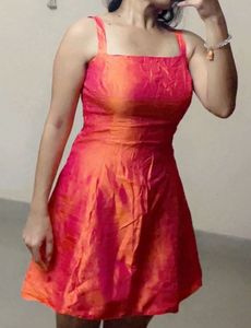 Vibrant Orange &amp; Pink Mini Dress