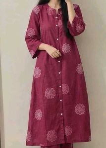 🍷 wine Floral Printed Kurta 🍷