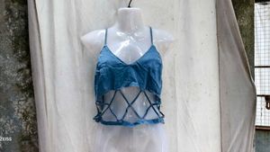 32209. Stylish Denim Crop Top