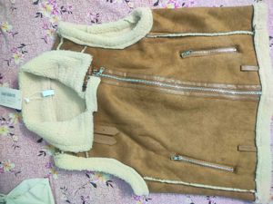 Newme Imported Fleece sleeveless Pu Jacket