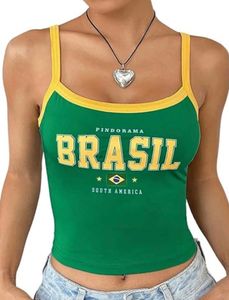 Brasil Graphic Crop Tank Top