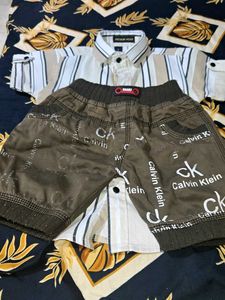 Boy's Striped Shirt &amp; Calvin Klein Pants Set