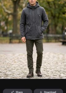 Men's Grey Hooded Jacket korean imported