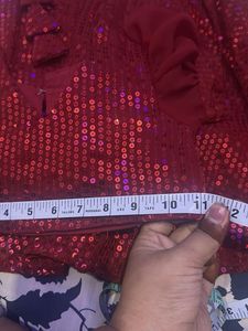 Sparkling Red Sequin Lehenga Set For Kids