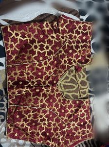 Designer Maroon & Gold Brocade Blouse