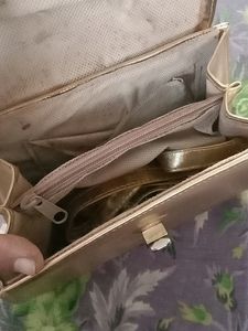 Two-Tone Metallic Handbag