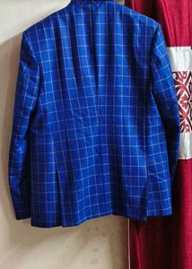 Men's Blue Plaid Blazer