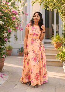 Peach Floral Maxi Dress