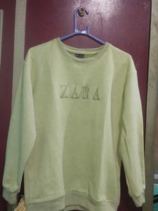 Zara Light Green Embroidered Logo Sweatshirt