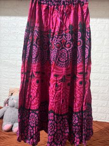 Bohemian Pink & Black Print Skirt