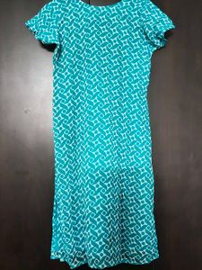 Blue Geometric Print Casual Dress