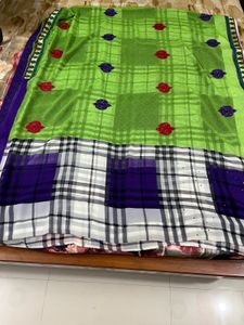 Vibrant Checkered Saree