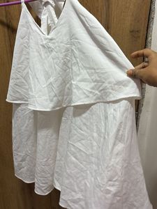 Chic White Tiered Halter Dress