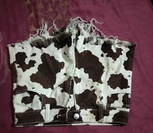 Cow Print Denim shorts
