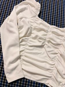 Chic Ruched White Top🫶