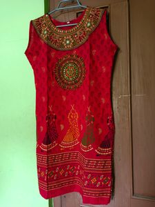 Pure Cotton Red Beautiful Kurta