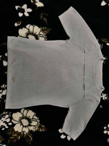 Grey Ribbed Crop T-Shirt