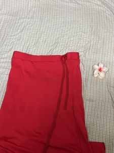 Red Wrap Skirt with Slit