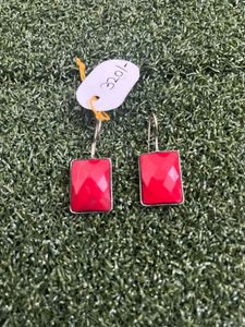 Red Gemstone Drop Earrings