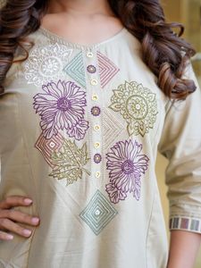 Elegant Beige Embroidered Co-ord Set