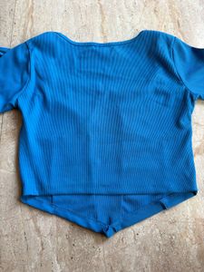 Blue Corset Long Sleeve Top