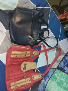 Stylish Navy Blue & Red Handbags 2 combo