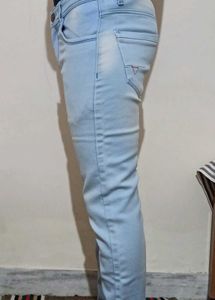 Unisex Light Blue Slim Fit Denim Jeans (Waist 30)