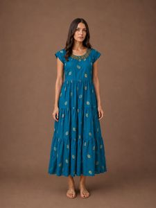 Ethnic Gown with Leaf Motif