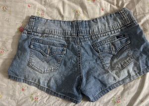 Womens Low Waisted Blue Denim Shorts