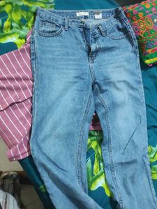 Striped Button-Up Top &amp; Jeans Set