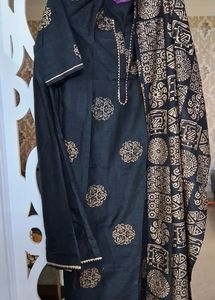 Stylish Libas Black And Golden Patch Work With Plazoo And Stunning Duppatta
