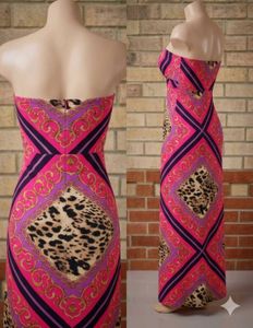 Strapless Maxi Dress with Bold Print