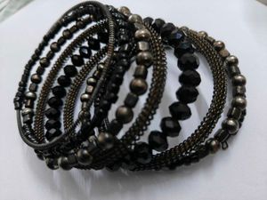 Chunky Black Beaded Wrap Bracelet