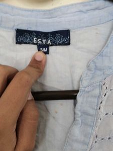 Light Blue Embroidered Tunic Top