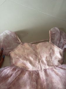 Pink Floral Puff Sleeve Dress