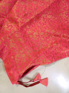 Elegant coral Pink Brocade Lehenga