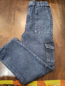 Stylish Blue Denim Cargo Pants