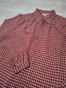Red Checkered Long Sleeve Blouse