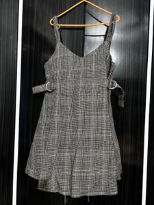 Plaid Strap Dress with Buckle Detail