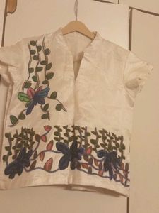 Hand-Painted Floral Kurta Top