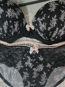 Black Floral Bra & Panty Set